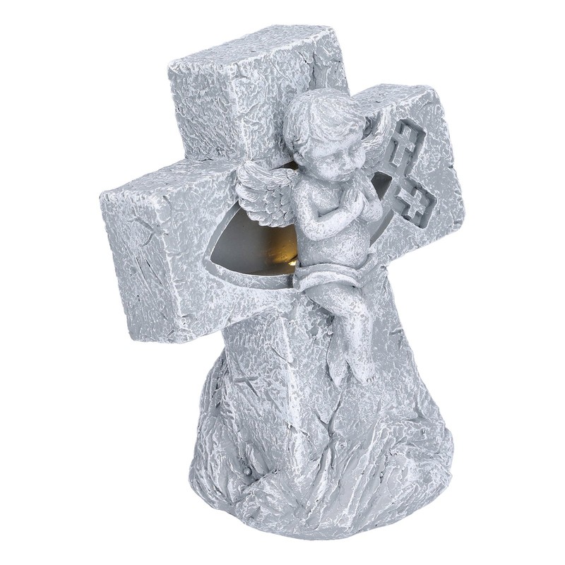 Angel Statue Hollow Design Cute Appearance Environmentally Friendly Resin Light