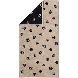 Cawö Home Hand Towels We Love Dogs Paws 6247 Black/Beige 93 Hand Towel 50 x 100 cm