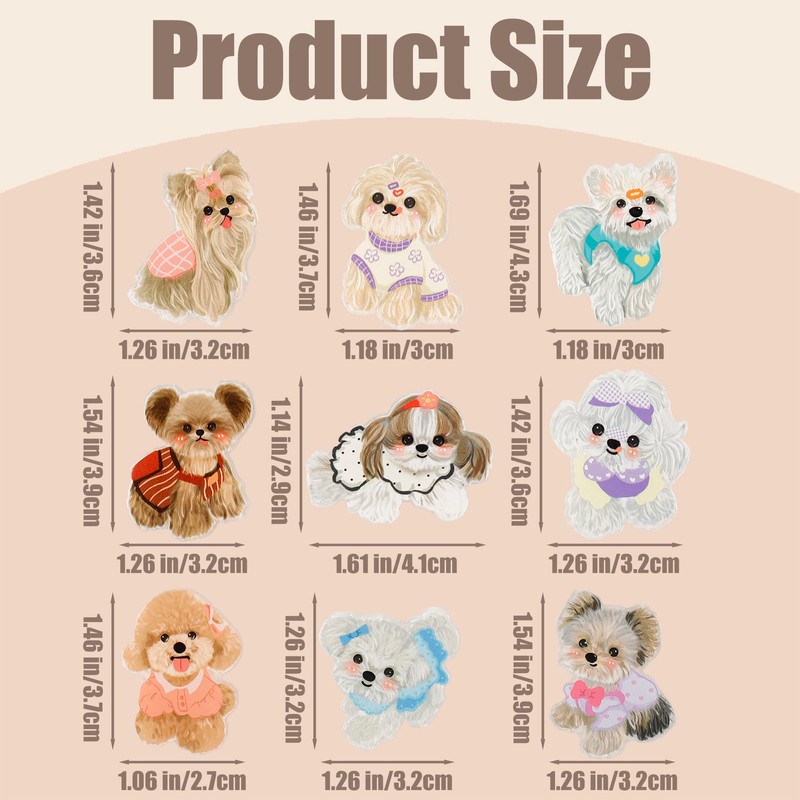 9 Pcs Cute Cartoon Puppy Fridge Magnets，9 Different Breeds of