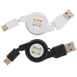 Homoyoyo Retractable USB C Cable: 2 Pack Flexible Type-C Data Cable Set, Retractable Charger for Car Travel Essentials USB 80cm Extendible Phone Charging Cord Universal for Smartphones