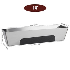 14" Stainless Steel Mud Pan,Anti-slip Base,Sheared Sides to Clean Knives, Hold Joint Compound, Drywall and Plaster