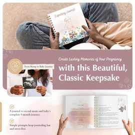 Keepsake Pregnancy Journal - Gender Neutral Baby Memory Scrapbook for Single Parents - Spiral Hard Cover Pregnancy Book - Pregnancy Gifts For New Expecting First Time Moms - Pregnancy Announcements
