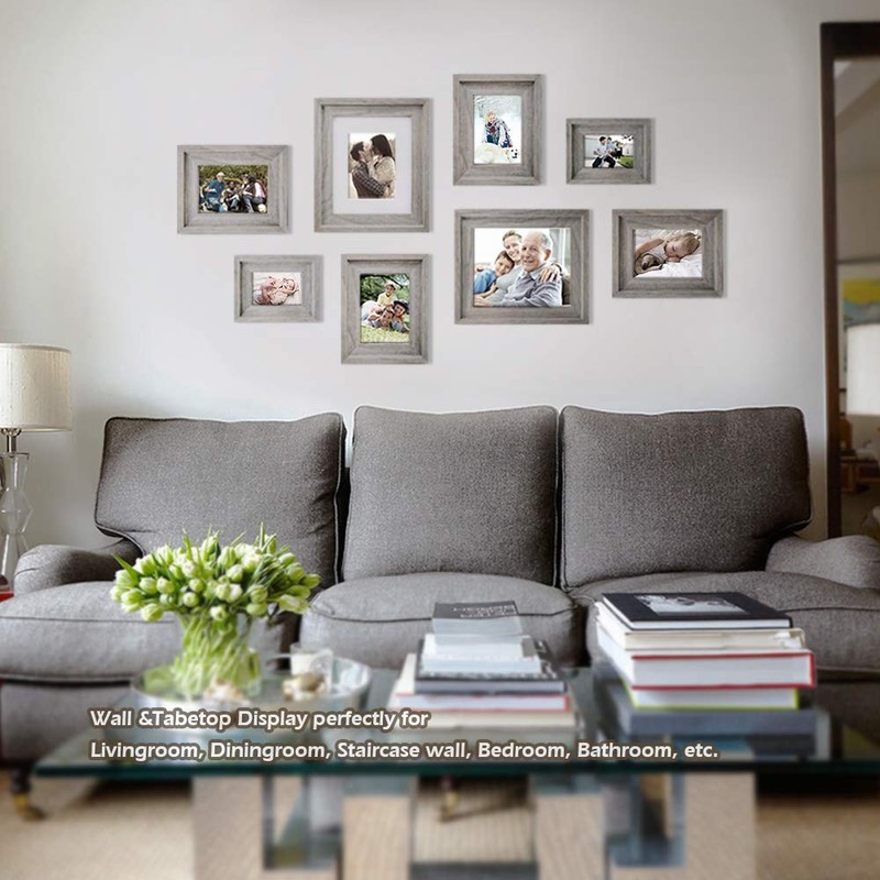 Eosglac Rustic 5x7 Picture Frame, Solid Wood with Glass Front,