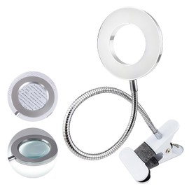 8X Lupe Mit Licht Und Ständer, Led Lupenleuchte, Tischlupe Mit Beleuchtung, Freihändige Schreibtischlampe, Lupenlampe, Lesehilfe Vergrößerungslampe Für Arbeit, Lesen, Hobbys, Nähen, Basteln(Weiß)