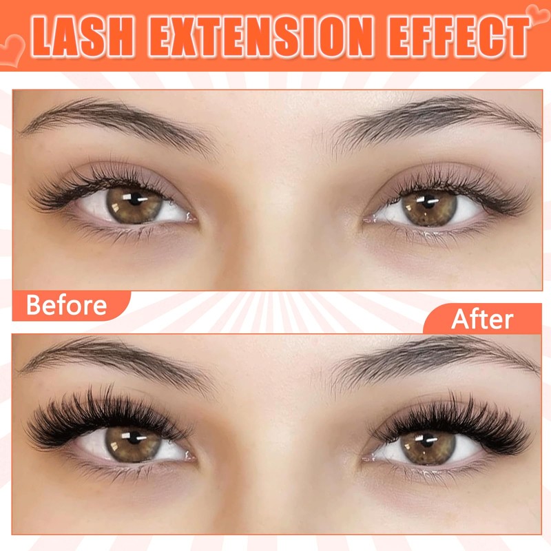 200 Pieces DIY Eyelash Extensions Set, 0.07D, 8-16 Mix, 40D
