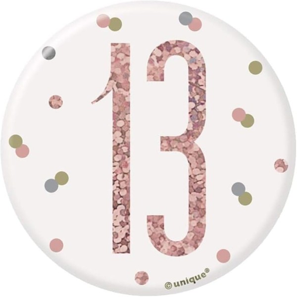 13th Birthday White And Rose Gold Badge Age 13 Rose