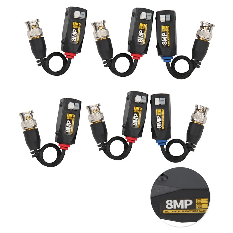 6Pcs Video Power Balun 8MP Anti Thunder Transmitter for CVI/TVI/AHD/CVBS