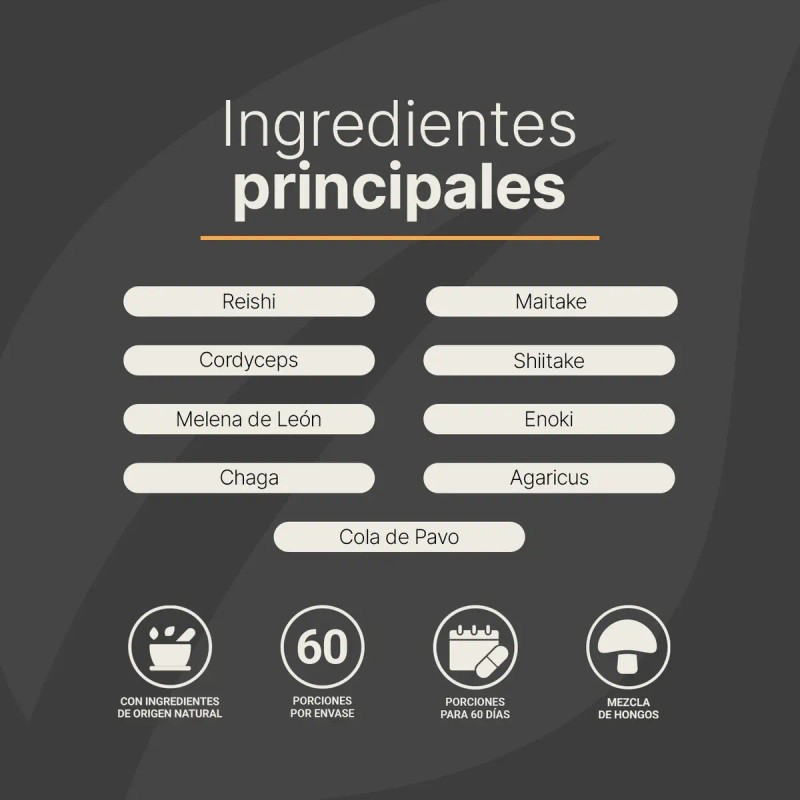 Complejo Hongos 180 Cápsulas Mushroom Complex Life Sabor
