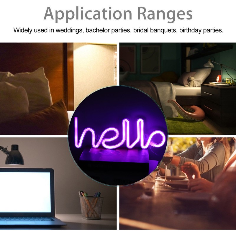 LED Neon Sign Hello Letters Neon Light Wall Decor for