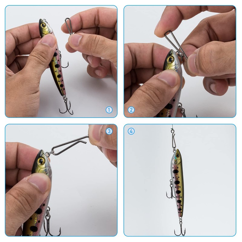 Dr.Fish 50 Pack Fast Fishing Snap Clips Stainless Steel Hanging