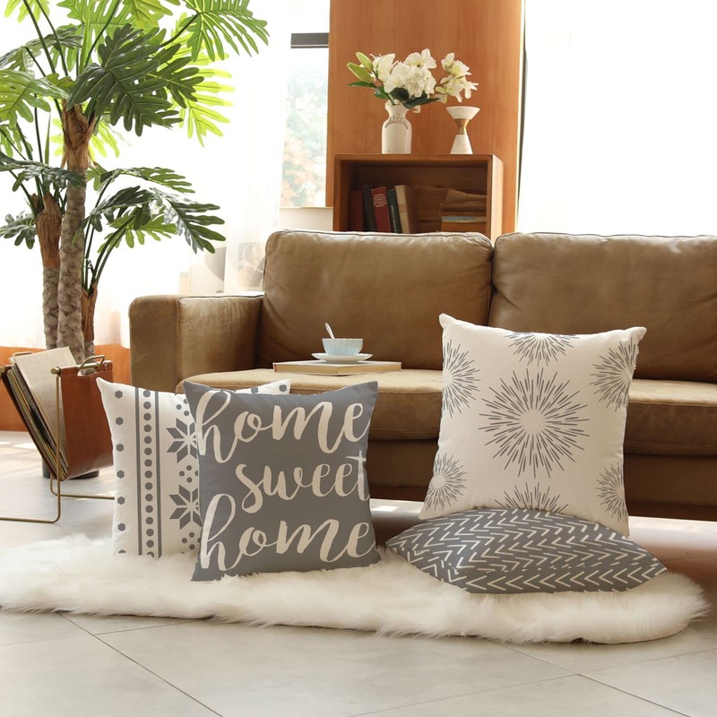 GUHOO Pack of 4 Home Sweet Home Decorative Throw Pillow