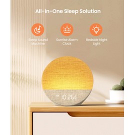 Dreamegg Sunrise 1 - Sunrise Alarm Clock, Sound Machine for Sleep, Customizable Sleep Routines, Dimmable Night Light, 29 Soothing Sounds, White Noise Machine, Wake Up Light for Bedrooms, Adults, Kids