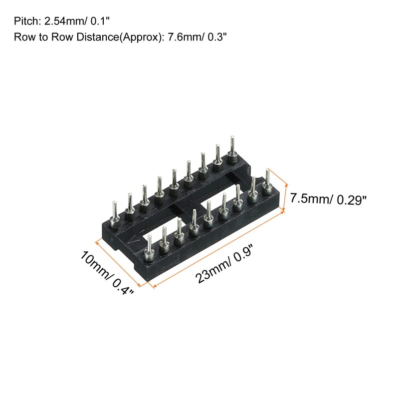 sourcing map DIP IC Chip Socket Adapter Flat Pin 18P