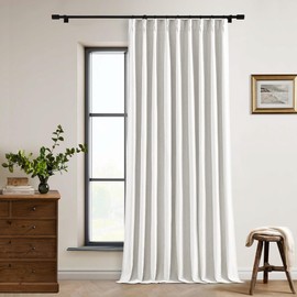 Extra Wide 60 Inch Width Blackout Curtains 96 Inches Long for Living Room Bedroom Room Darkening Linen Pinch Pleated Office Thermal Insulated Ceiling Track Window Sliding Door Drapes 60x96 1 Panel