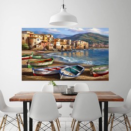 51buyoutgo Seaside Landscape Cross Stitch Kits for Adults, 11 ct Easy Funny Pre Printed Stamped Counted Cross Stitch Patterns Kits for Adults Beginners Kids, Embroidery Starter Kits for Beginners