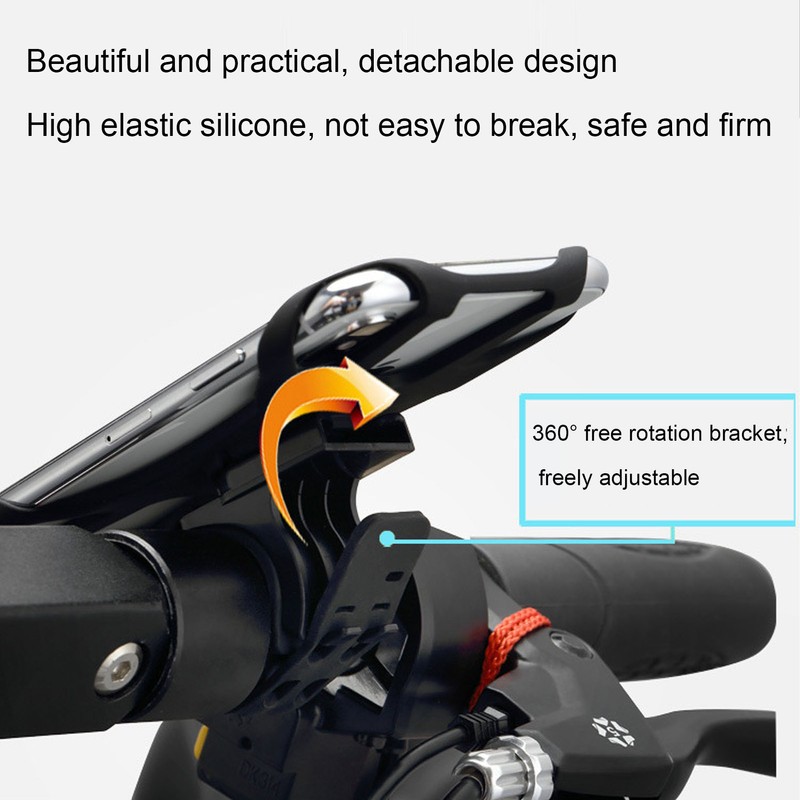 Motorcycle Phone Mount 360 Degree Rotation High Elastic Silicone Anti