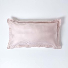HOMESCAPES Damask Cushion Cover Lilac 50 x 90 cm with Raised Seam and Satin Stripes, 100% Egyptian Cotton, 330 Thread Count