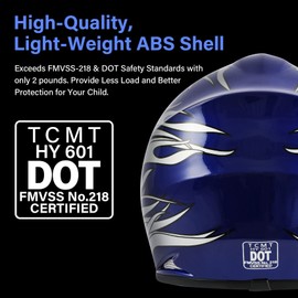 TCMT DOT Certified Youth Blue Flame Dirt Bike ATV MX Motocross Offroad Street Motorcycle Helmet Goggles Gloves (M)