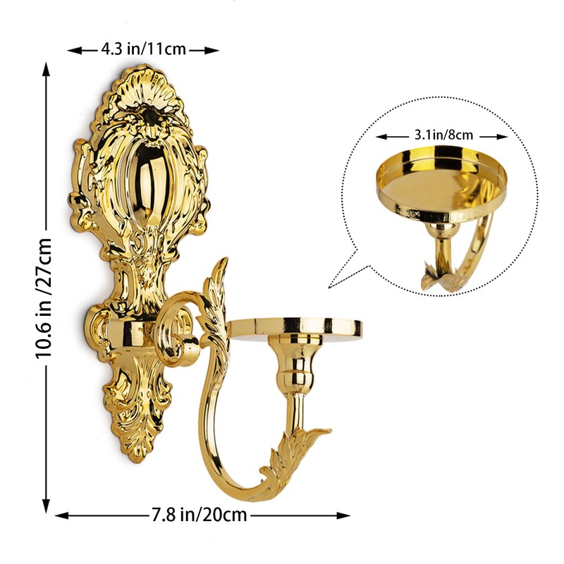 Gold Candle Sconces for Tapered Candlestick,Pack of 2, Gold Candle