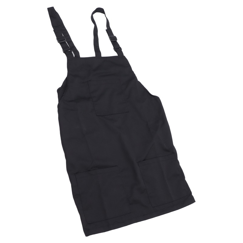 Kitchen Apron Black Apron Polyester Pockets Adjustable Strap Unisex Apron