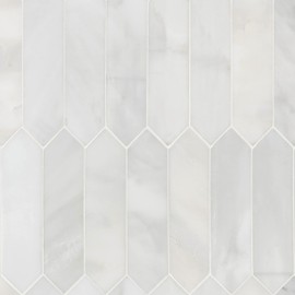 MSI Arabescato Carrara 10.63 in. x 12 in. x 10 mm Picket Honed Marble Mosaic Tile for Bathroom, Kitchen Backsplash, Accent Wall Tile, and Shower Wall Tile, Arabescato Carrara White