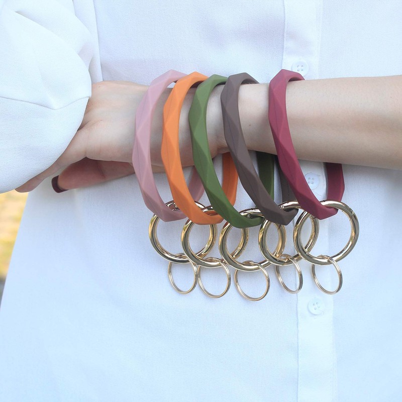 YAKA Silicone Wrist Rhombic Keychain Circle Bracelet Rubber Bangle Round