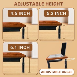 BEHEY Monitor Stand with Storage Drawer, Wood Riser with Metal Bracket for Desk, Adjustable Desk Shelf for Top of Desk 3 Levels of Height & Angle, Computer Laptop Desktop Organizer Rustic Brown