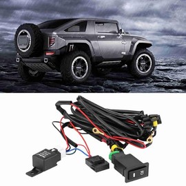 Universal 12V LED Fog Light Switch Wiring Harness Kit with Relay, On/Off Control for Car