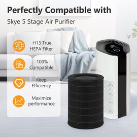 Breabetter 1-Pack Skye True HEPA Replacement Filter Compatible with Air Health Skye 5-Stage Purifier, with UVC Replacement Lamp