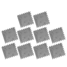 Greensen Pack of 10 Plush Foam Puzzle Mat, Non-Slip Fluffy Tiles, EVA Foam and Plush Play Mat for Bedroom, Playroom, Children's Room, 31 x 30 cm (Grey)