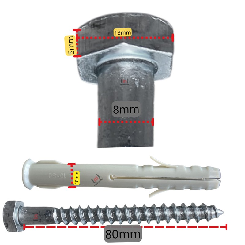 Inbrackets Value M8 x 80mm Masonry Brick Wall Fixing Screw