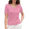 DAIMIDY Women's V Neck Short Sleeves Sweaters Soft Knit Lightweight