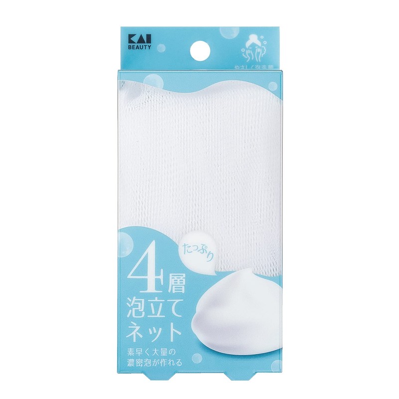 Kai Corporation KQ3169 4-Layer Lather Net, Cleansing, Hook, White, Dense