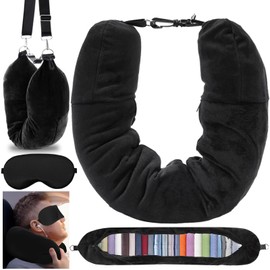 Fillable Travel Pillow with Bandage Padded Neck Pillow with Clothes Multifunctional U Shape for Travel in Car or Plane