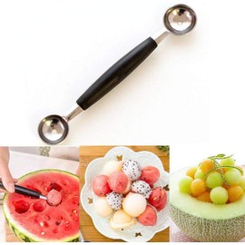 2 in 1 Stainless Steel Melon Ballers Scoop,Double-Sided Melon Baller Spoon,Suitable Watermelon Cantaloupe Ice Cream Comfortable Non-Slip Grip Kitchen Utensils and Gadgets,Fruit and Vegetable Tools