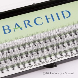 BARCHID False Eyelashes, Natural False Eyelash Extensions, For Flare Self, Thickness 0.003 inch (0.07 mm), 10 Bundles, 0.5 inches (12 mm), C Curl
