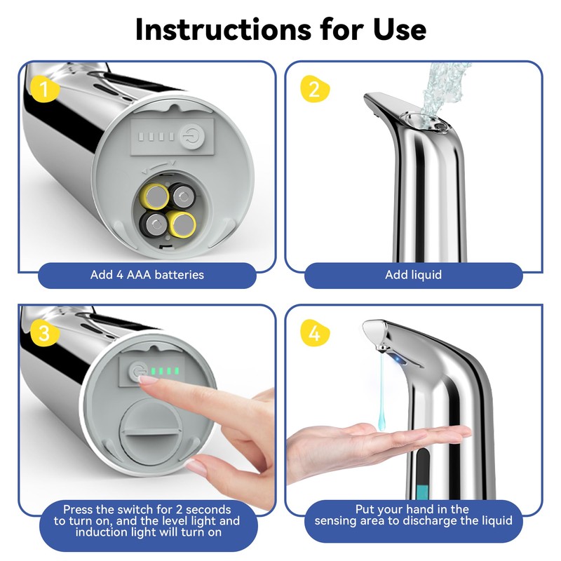 Automatic Soap Dispenser with Infrared Sensor - Adjustable 4-Level Touchless