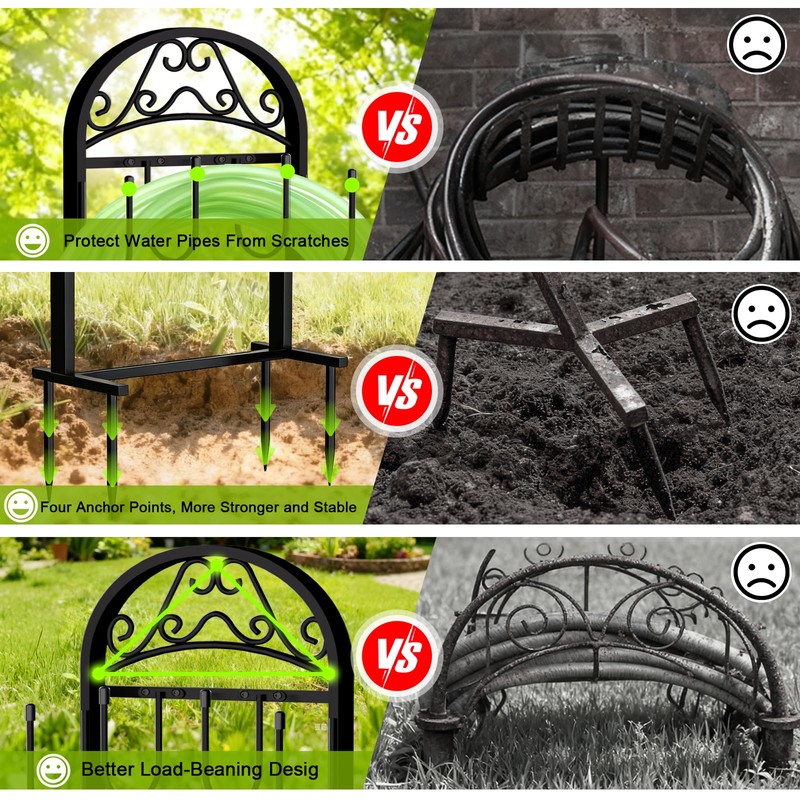 Freexployer Garden Hose Holder, Hose Holder Stand Rustproof Freestanding Heavy-Duty