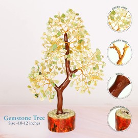 YATHABI Green Jade - Spiritual Tree - Jade Crystal - Crystal Tree of Life - Jade Tree Decor - Feng Shui Tree - Crystal Money Tree - Positive Energy - Bonsai Tree - Chakra Tree