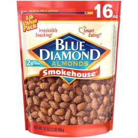 Blue Diamond Almonds Smokehouse Flavored Snack Nuts, 16 Oz Resealable Bag, (Pack of 1)