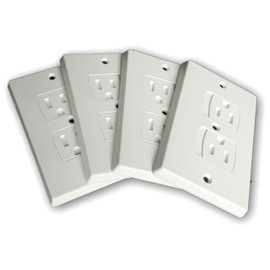 Self-Closing Electrical Wall Outlet Covers for Baby Proofing, Premium Plastic, Standard-Size Child Proof Outlet Cover, 4.6 x 3 Inches, Pack of 4, White - Wonderkid