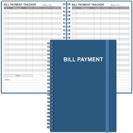 Bill Tracker Notebook - Monthly Bill Organizer & Planner for Personal Budgeting Financial, Payments Checklist Organizer, 5.8" x 8.5", Blue