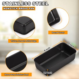 LIANYU 4 Pack Nonstick Loaf Bread Pan for Baking, 9x5 Loaf Pan, Stainless Steel Bread Loaf Baking Pan, Meatloaf Pan Tin for Homemade Bread