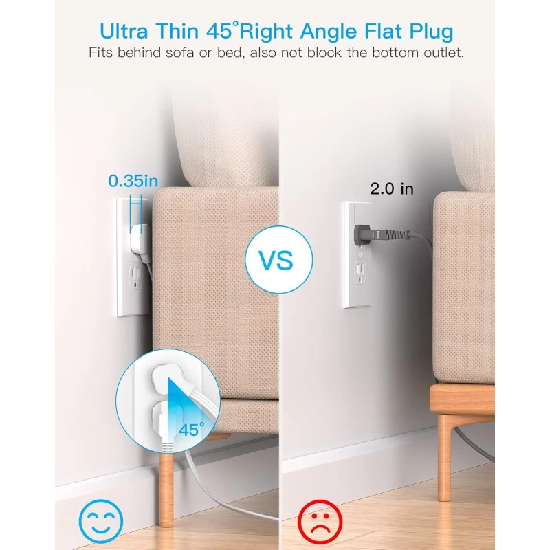 HANYCONY Surge Protector Power Strip 8 Outlets 4 USB Ports