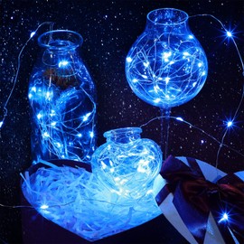 12 Packs LED Balloons Birthday Christmas Party Light Up Balloons 15 Inch Clear Glow in the Dark Balloons Globos Bobo Balloons with Rope Lights for Party Wedding Decorations (Blue)