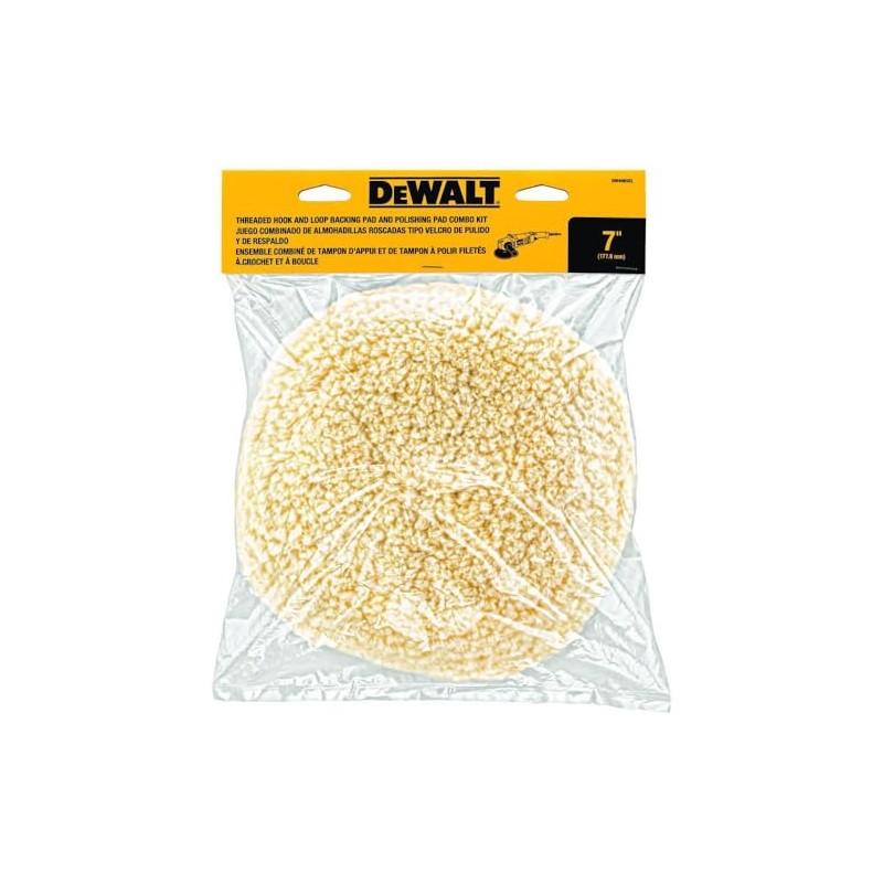 DEWALT Wool Buffing Pad and Backing Pad Kit, 7-Inch (DW4985CL)