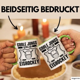 Ice Hockey Player Gift Cup Vintage Ice Hockey Retro Hockey Cool Boys Play Ice Hockey (Green)