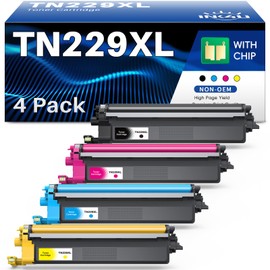 INK4U Compatible TN229XL Toner Cartridges 4 Pack Replacement for Brother TN229XL 229XL TN229 Toner Cartridges to Use with MFC-L3780CDW HL-L3280CDW MFC-L3720CDW HL-L3220CDW HL-L3300CDW HL-L3295 Printer