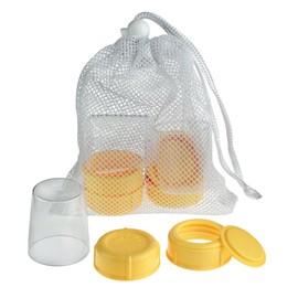 Medela Spare Parts for Breast Milk Bottles, Extra Caps, Lids, Collars, and Discs, Includes Convenient Mesh Bag for Easy Washing, Bottle Spare Parts Made Without BPA