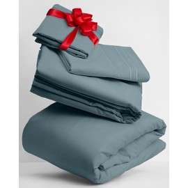 Mellanni Full Sheets Set - 4 PC Iconic Collection Bedding Sheets & Pillowcases - Hotel Luxury, Extra Soft, Cooling Bed Sheets - for Women, Men, Kids & Teens (Full, Spa Blue)